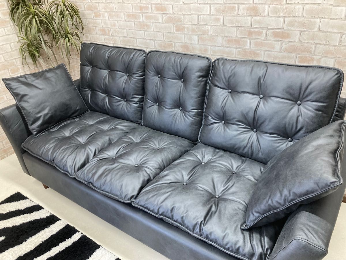 3人掛けソファー レザーファブリック ハイグレード 新品