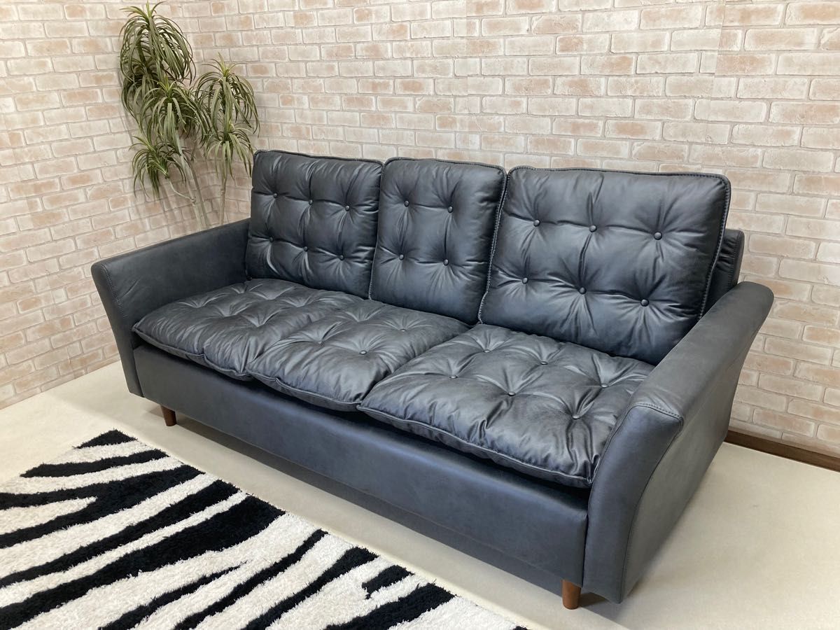 3人掛けソファー レザーファブリック ハイグレード 新品