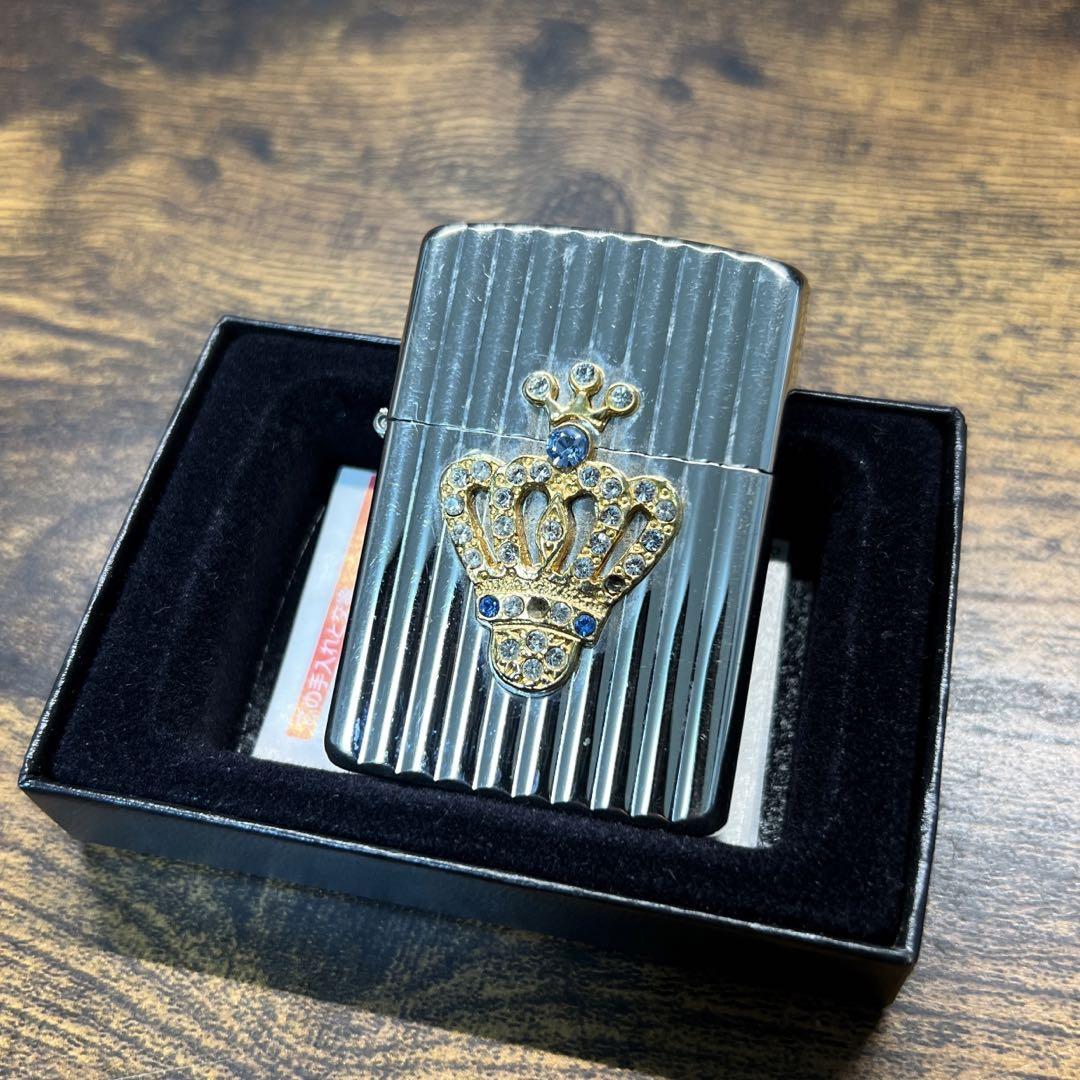 ZIPPO ジッポー アーマー 両面加工 クラウン 王冠 限定品 ストライプ-