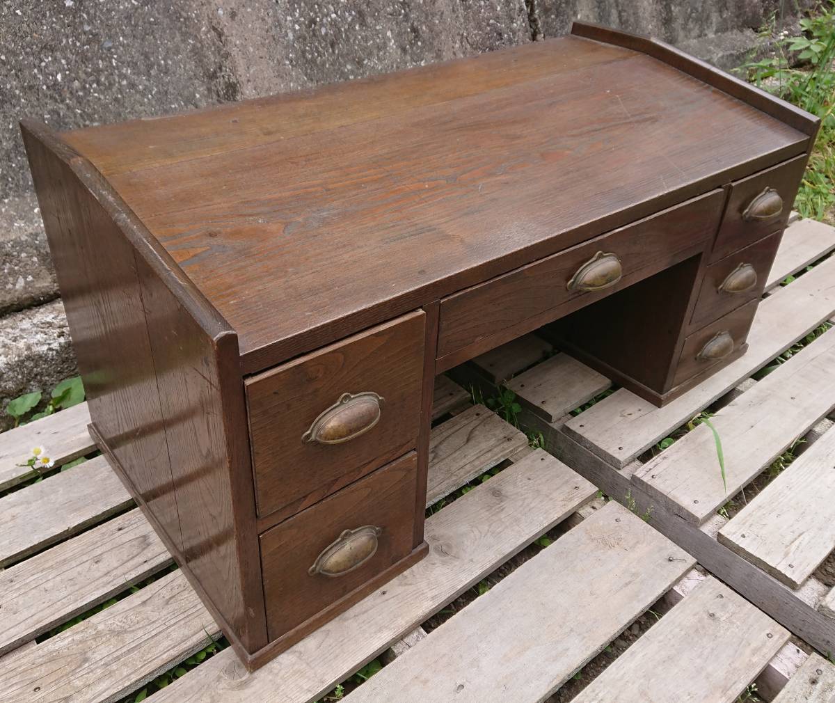  antique . chronicle desk . a little over desk Showa era Taisho old ..DIY W-1943