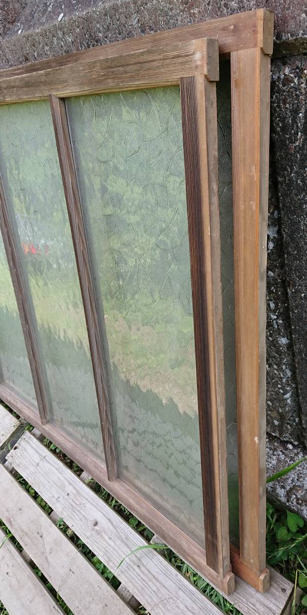  античный раздвижная дверь стекло Showa Retro старый дом в японском стиле двери старый ..DIY получение W-1956