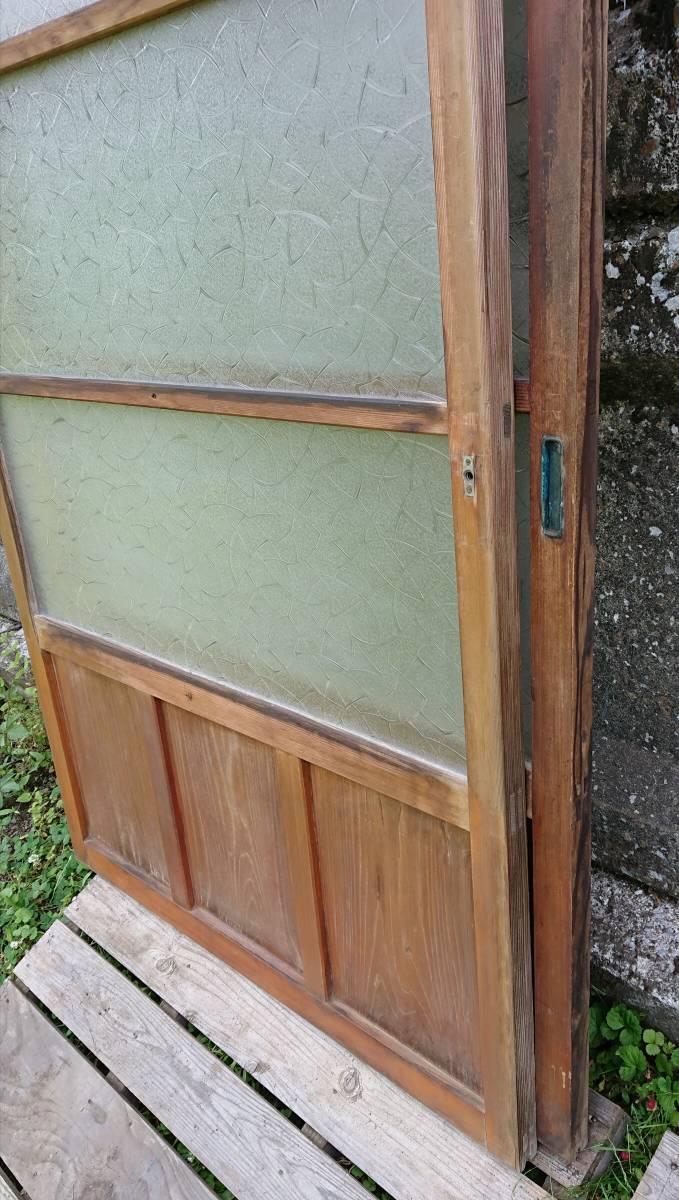  античный раздвижная дверь стекло Showa Retro старый дом в японском стиле двери старый ..DIY получение W-1956