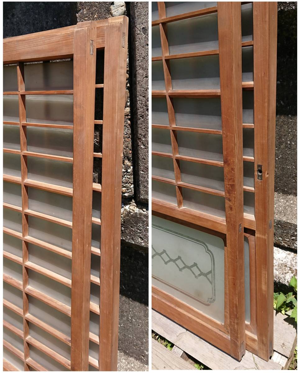  античный раздвижная дверь помутнение стекло Showa Taisho старый ..DIY W-1936