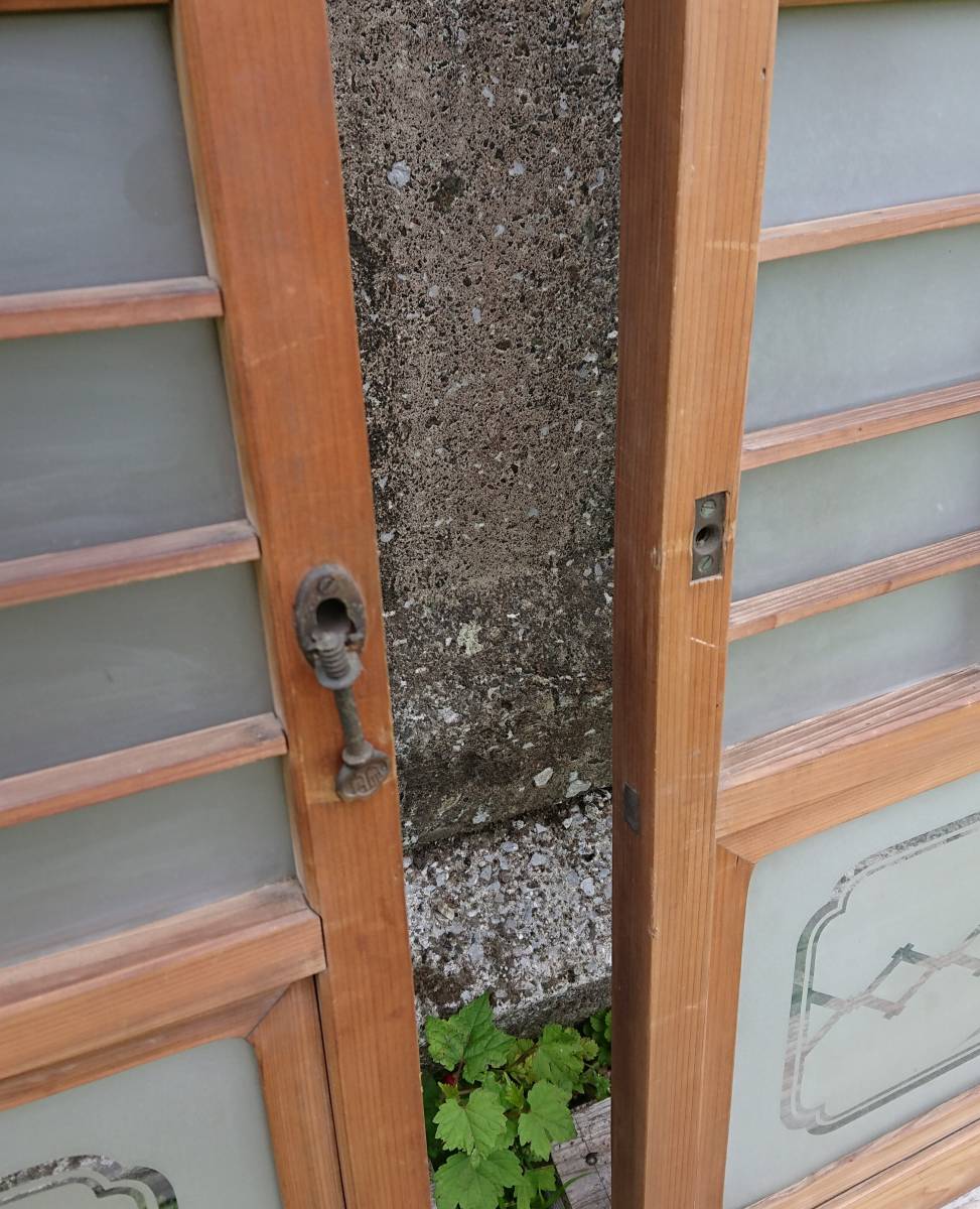  античный раздвижная дверь помутнение стекло Showa Retro старый ..DIY двери самовывоз W-1935