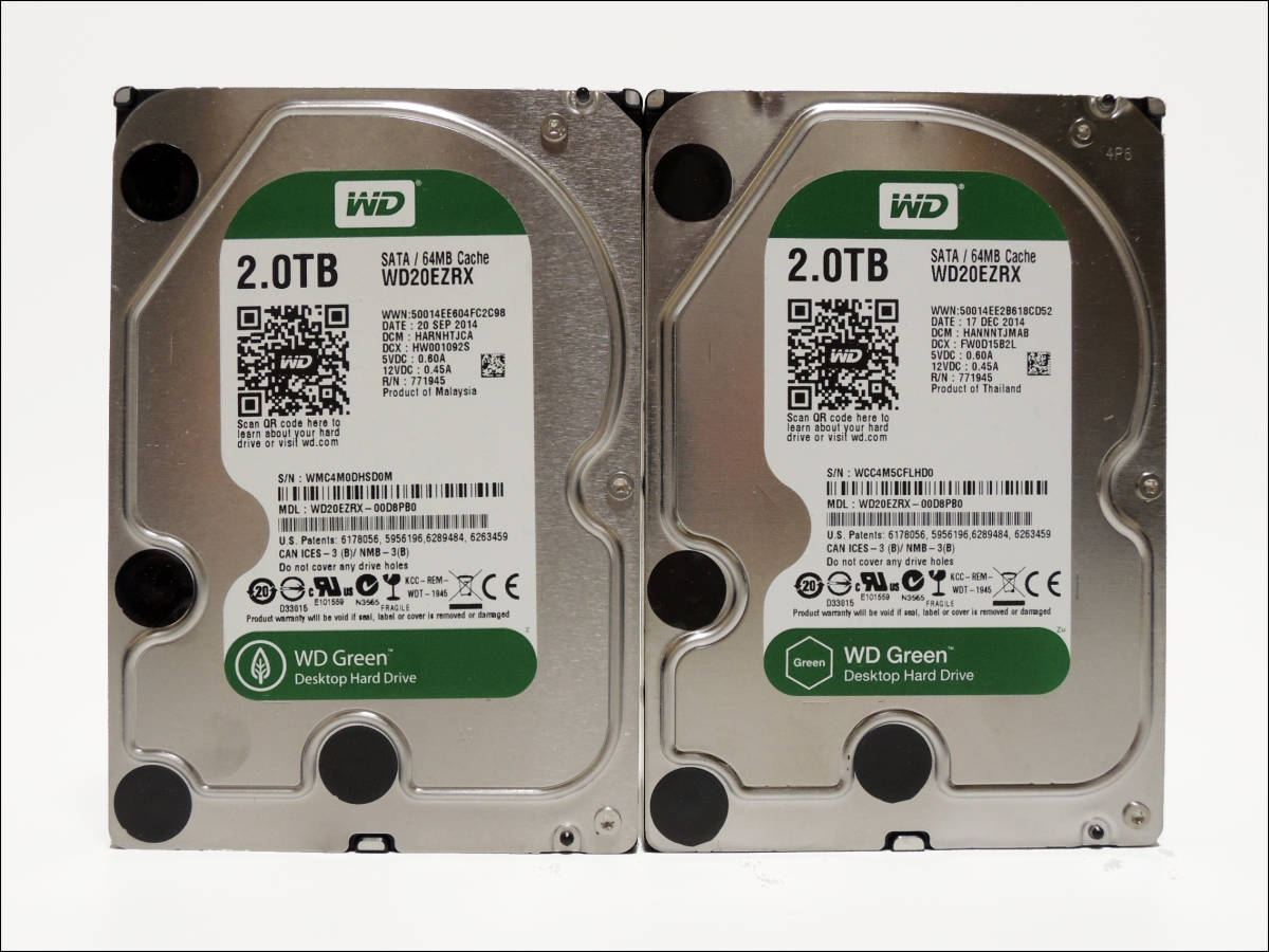 全日本送料無料 3.5インチHDD WD WD20EZRX #10980 2台セット SATA 2TB