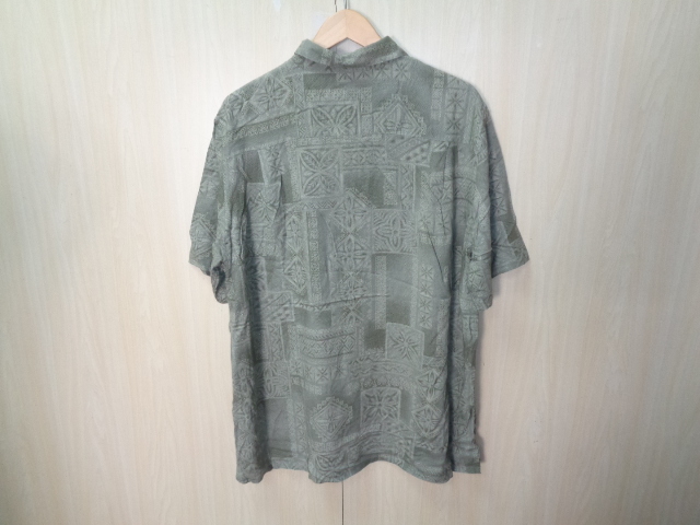 535◆Batik Bay アロハシャツ◆バティックベイ size:XL カーキ系 レーヨン100％ メンズ 半袖シャツ ハワイアン US古着 USED 5E_画像3