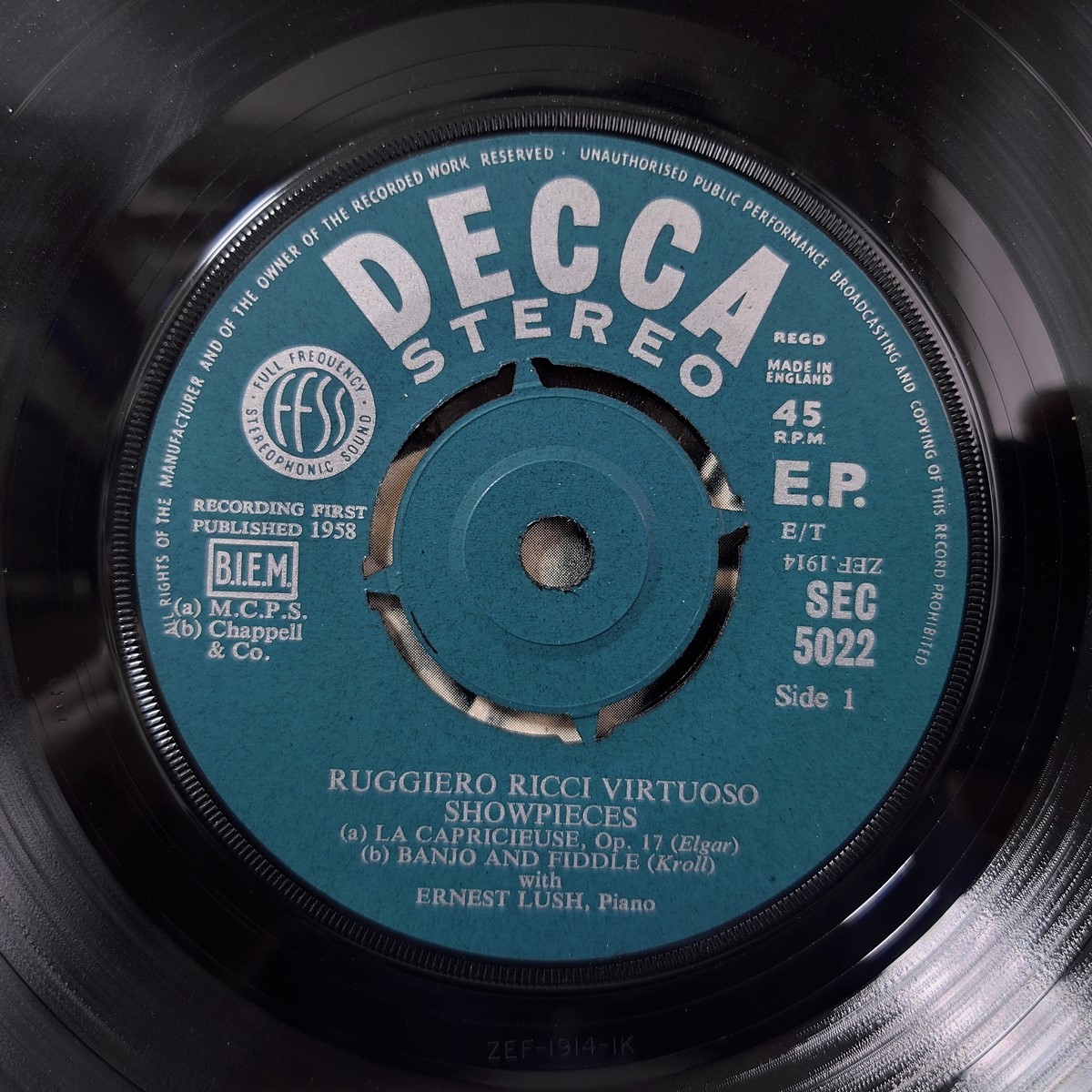 英Decca SEC5022 SXL未発売　「ヴァイオリン小品集」　ルジェロ・リッチ_画像3