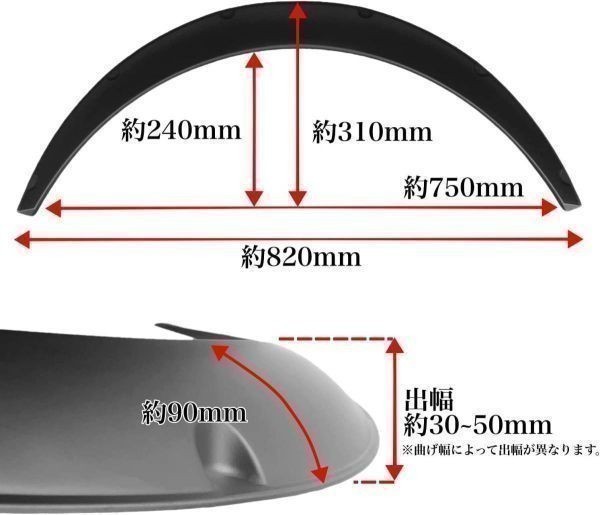 汎用 オーバーフェンダー 50mm マットブラック 4枚セット ジムニー JB23W JA12V JA22W JA11V カプチーノ EA21R EA11R_画像3