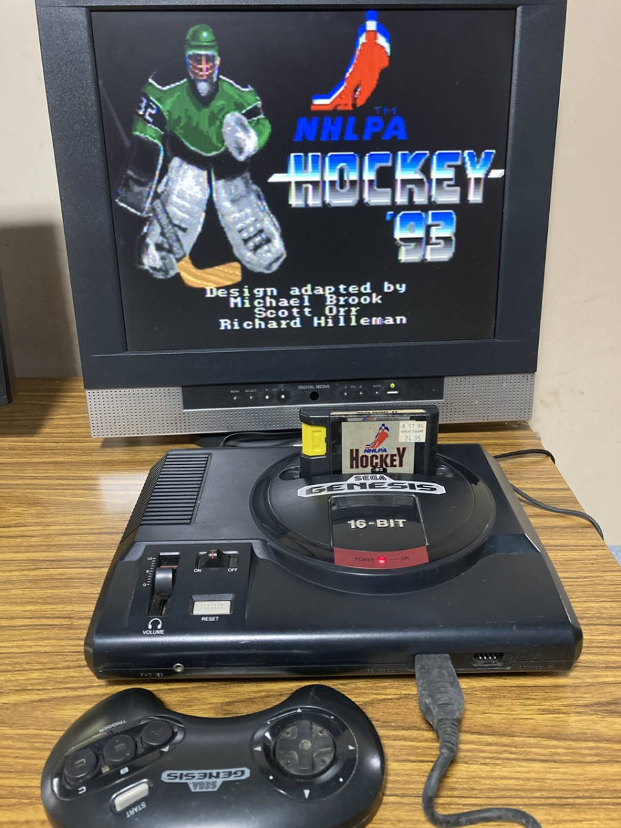 ジャンク品SEGAジェネシス本体MK-1601+ソフト1本NHLPA Hockey '93