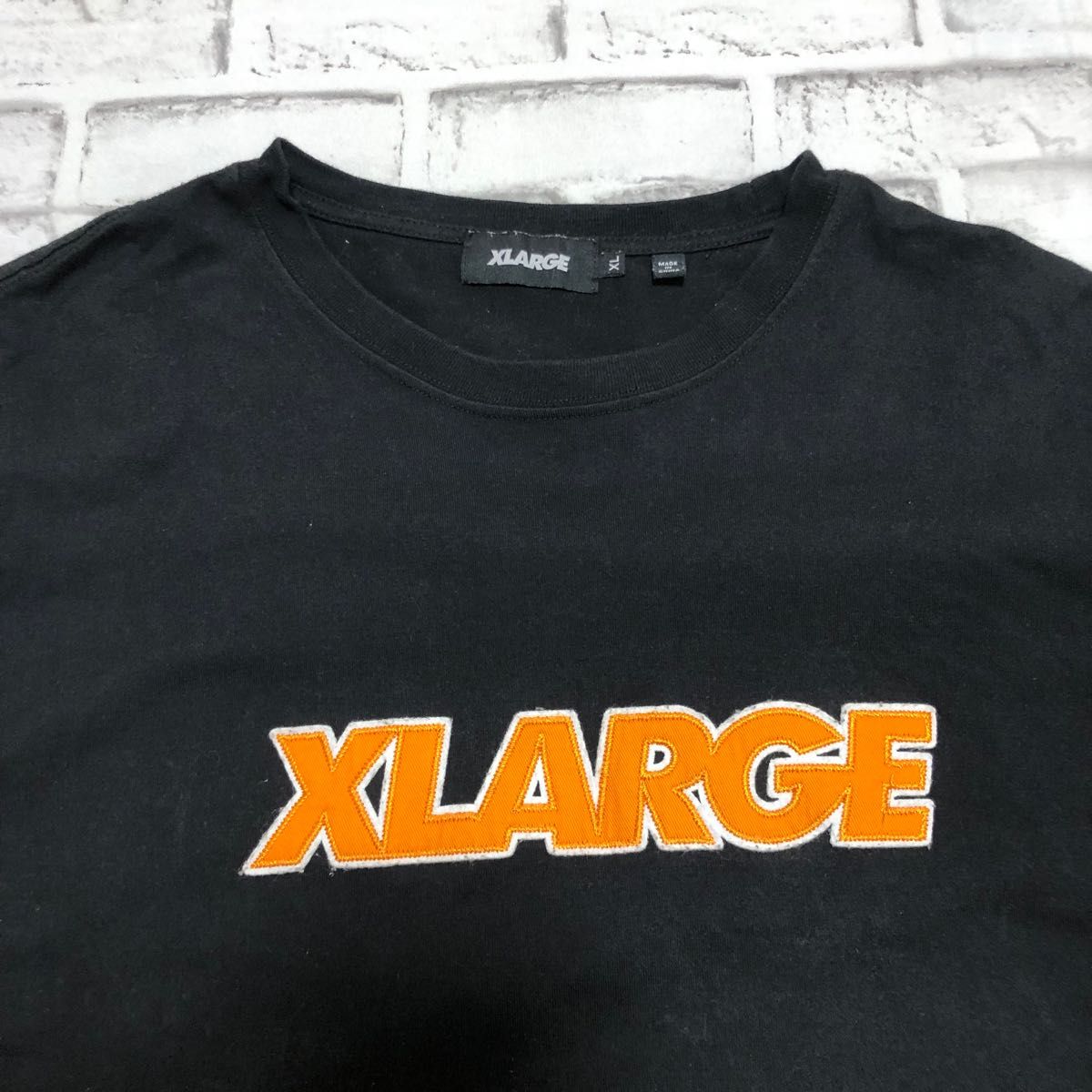 XLARGE エクストララージ センターロゴ刺繍ロンT オレンジロゴ XL