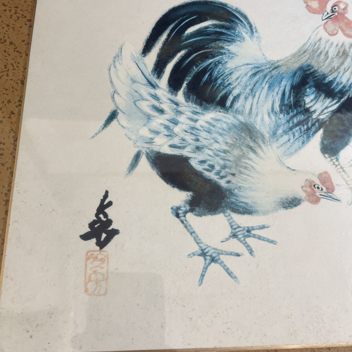 額 丸型 色紙 鶏 絵 （模写・印刷）の画像2