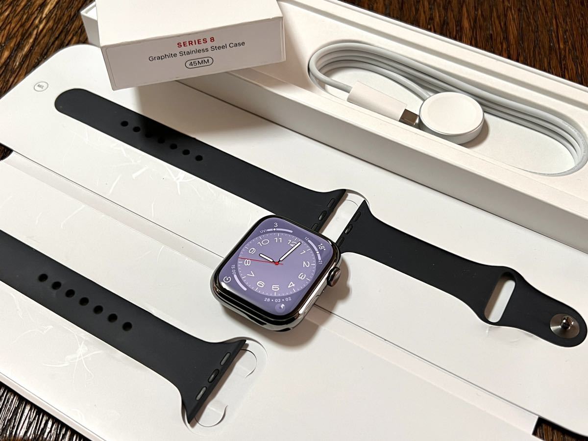 美品】Apple Watch Series8 45mm グラファイトステンレス-