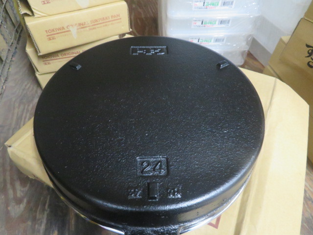  unused Chuubu corporation tokiwa.. pan iron sukiyaki nabe black tsuru attaching 24cm 3 piece set electromagnetic ranges correspondence .... for iron vessel 14-44927