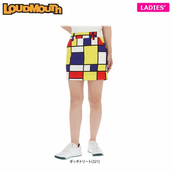 B品★KLM1★春夏★LOUDMOUTH★ラウドマウス★総柄プリント ストレッチ インナーパンツ一体型 スカート★L/Dutch Treat_画像4