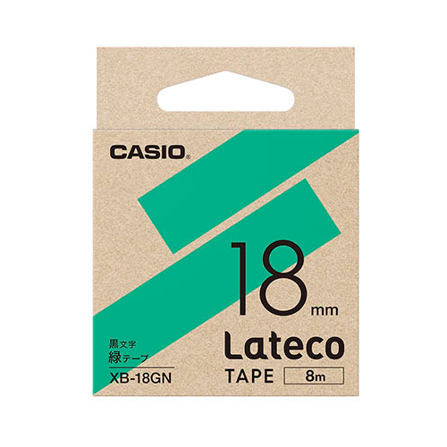 【5個セット】 カシオ計算機 Lateco 詰め替え用テープ 18mm 緑テープ 黒文字 XB-18GNX5_画像1