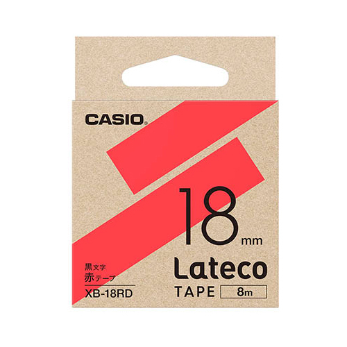 【5個セット】 カシオ計算機 Lateco 詰め替え用テープ 18mm 赤テープ 黒文字 XB-18RDX5_画像1
