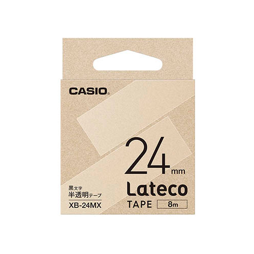 カシオ計算機 Lateco専用詰替用テープ/半透明に黒文字/24mm XB-24MX_画像1