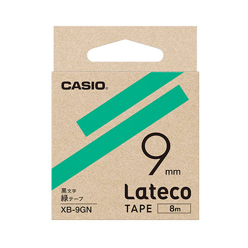 カシオ計算機 Lateco 詰め替え用テープ 9mm 緑テープ 黒文字 XB-9GN_画像1