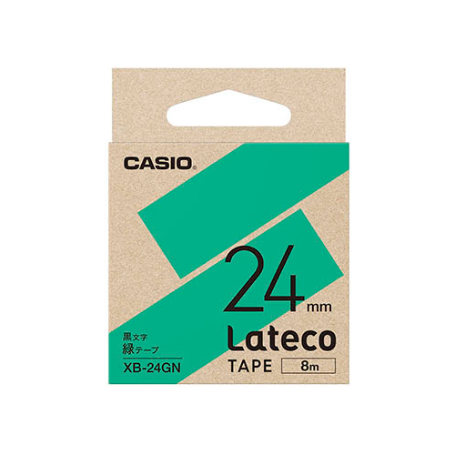 カシオ計算機 Lateco専用詰替用テープ/緑に黒文字/24mm XB-24GN_画像1
