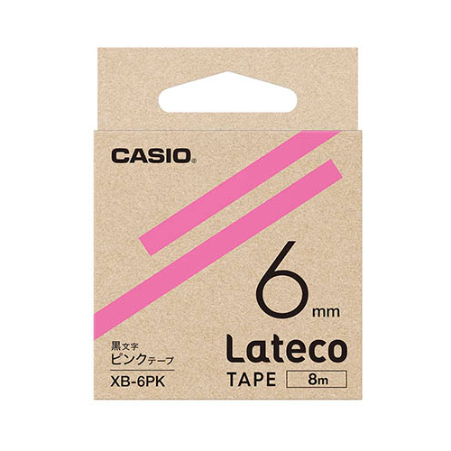 カシオ計算機 Lateco 詰め替え用テープ 6mm ピンクテープ 黒文字 XB-6PK_画像1