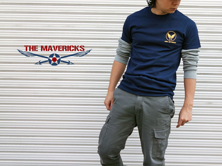 THE MAVEVICKS ブランド ミリタリー Tシャツ XL 半袖 メンズ 爆弾エアフォース メンフィスベル 紺 ネイビーの画像4