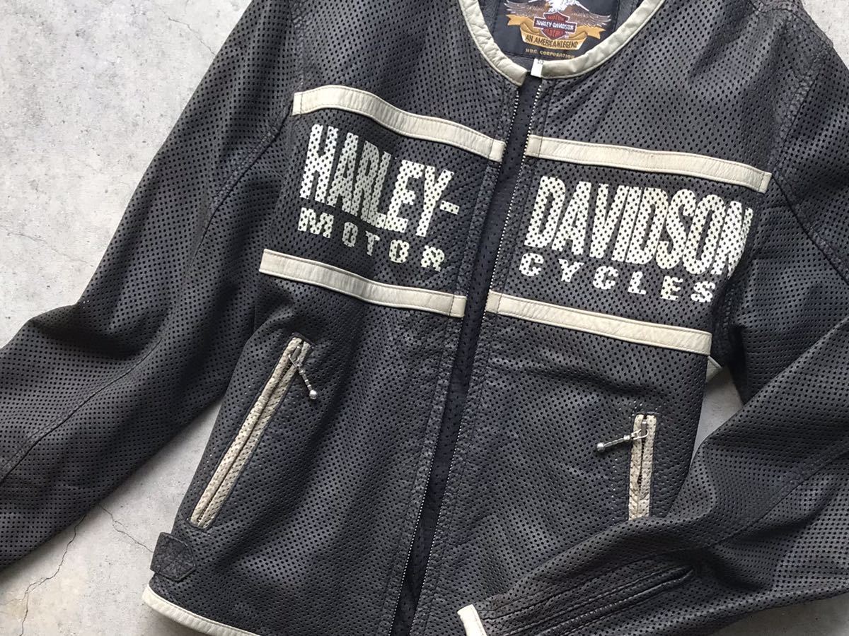 HARLEY DAVIDSON パンチングレザー ライダースジャケット M ハーレー