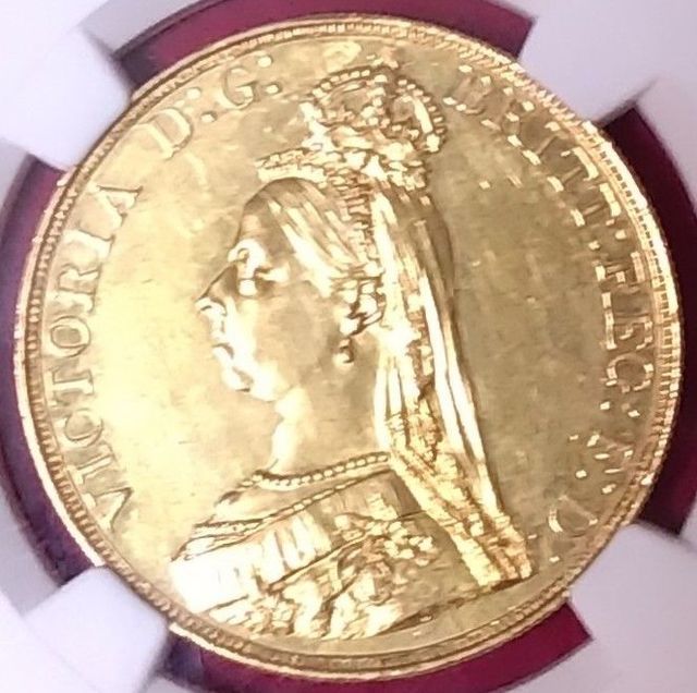 【動画有り】1887 イギリス 5ポンド金貨 ヴィクトリア女王・ジュビリー NGC AU55 英国 アンティークコイン 古銭の画像1