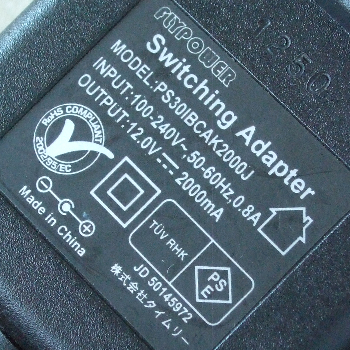 タイムリー ACアダプター PS30IBCAK2000J 12V 12.0V 2A 2.0A 2000mA ピン無し 5.5mm 2.5mm / LACIE ラシー WA-24E12 WA-24K12R 代替 流用_画像2