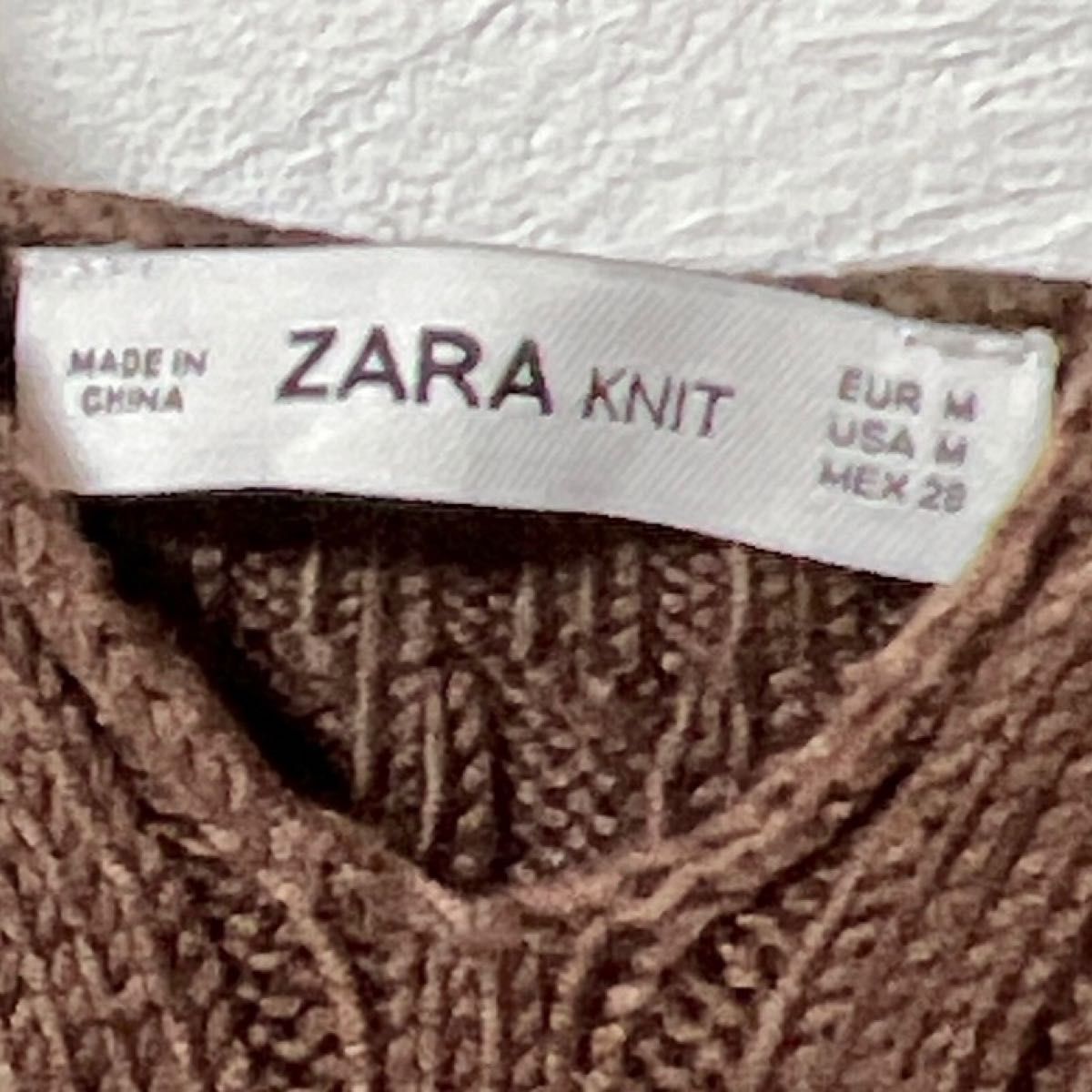 美品☆ZARA ザラ ショートニット キャミ ブラウン系 コットン Mサイズ