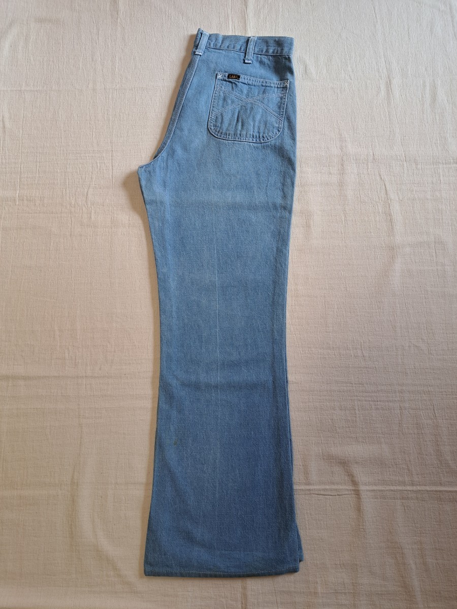 ■70’s～♪VINTAGE USA製 Lee (リー) フレア デニムパンツ ライトオンス ブーツカット トリプルステッチ 42TALON ジップ【W32 L29～30】■_画像8