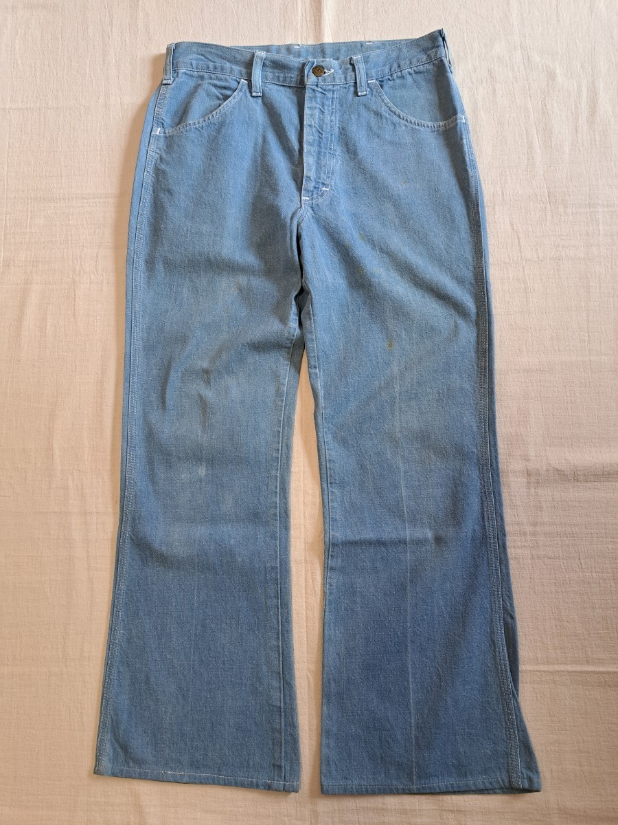 ■70’s～♪VINTAGE USA製 Lee (リー) フレア デニムパンツ ライトオンス ブーツカット トリプルステッチ 42TALON ジップ【W32 L29～30】■_画像1