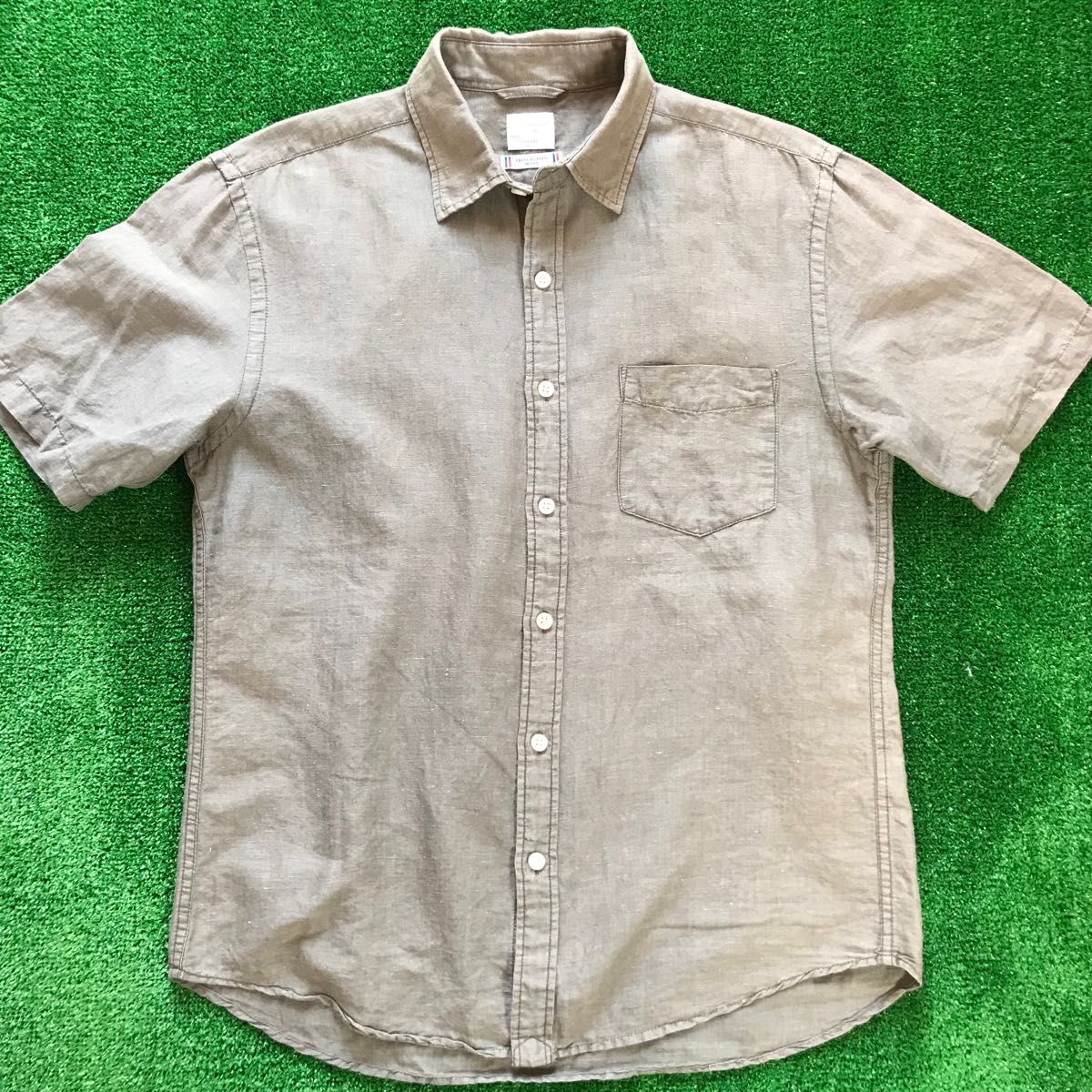 Back Number Short Sleeve Linen Shirt L