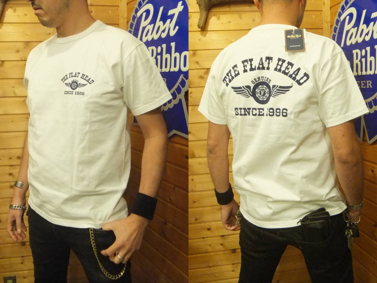 フラットヘッド正規店 FN-THC-202 毎年定番! 半袖Tシャツ[白][４２]新品が送料無料!! ※ヘビーコットン・シリーズ