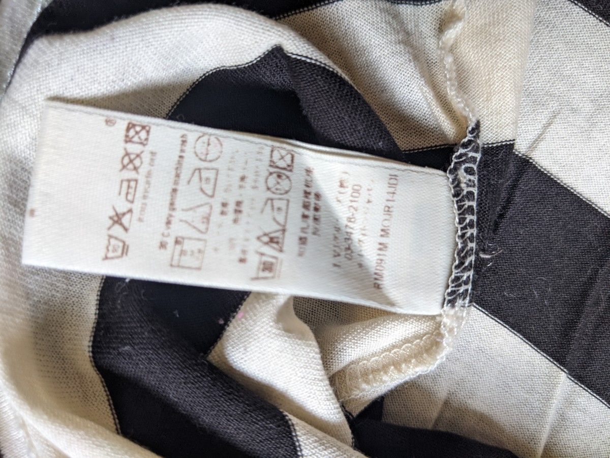 ルイヴィトン 半袖Tシャツ 黒色 白色 ボーダー 胸ポケット Sサイズ イタリア製 LOUIS VUITTON