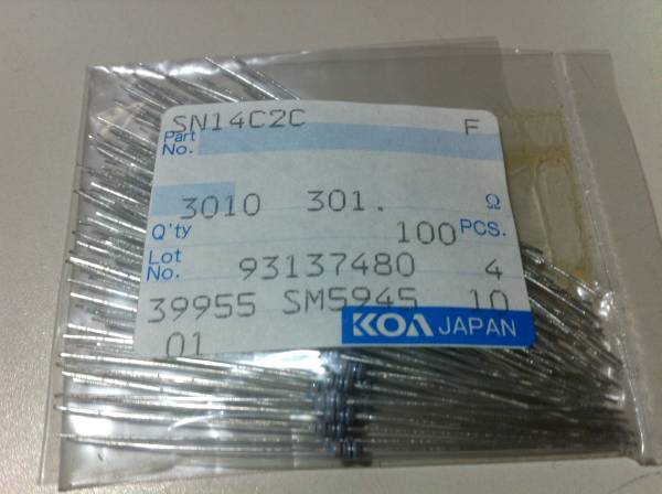 KOA SN14C2C 1/4w　301Ω F ±1％ 100本1袋 (5)_画像1