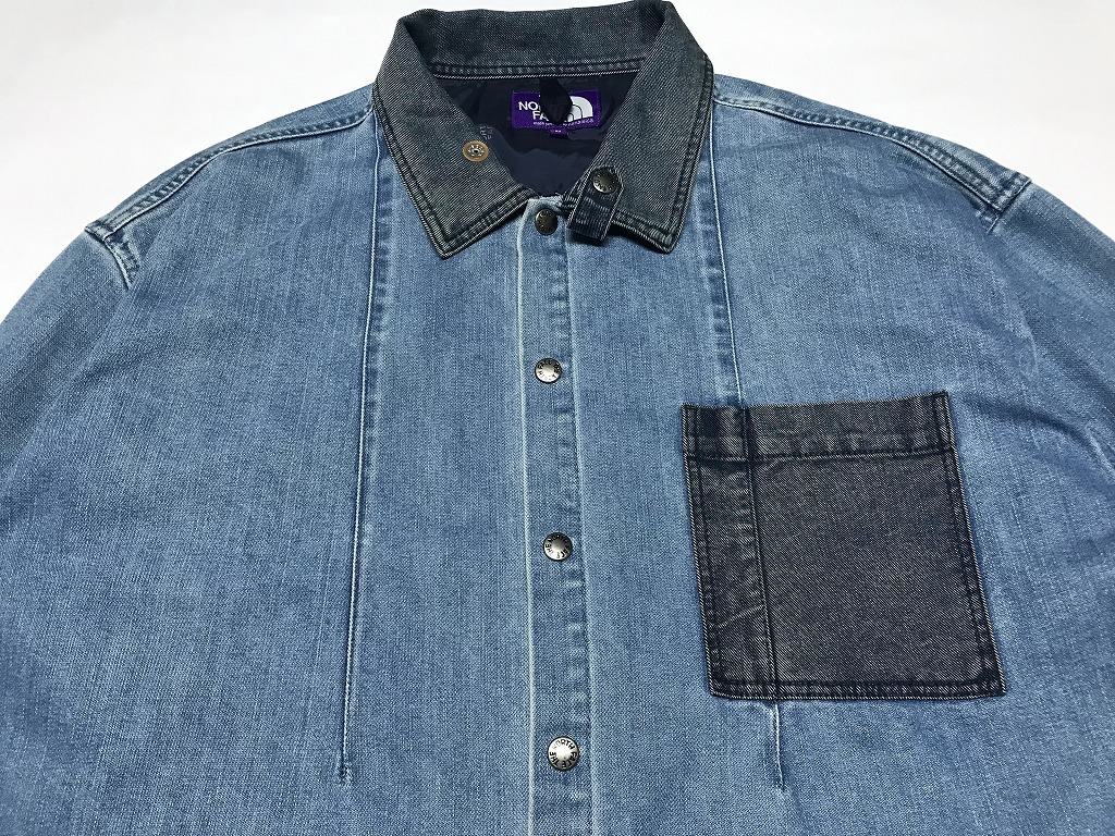 売れ筋】 Denim Twill Broken LABEL PURPLE FACE NORTH THE Shirt