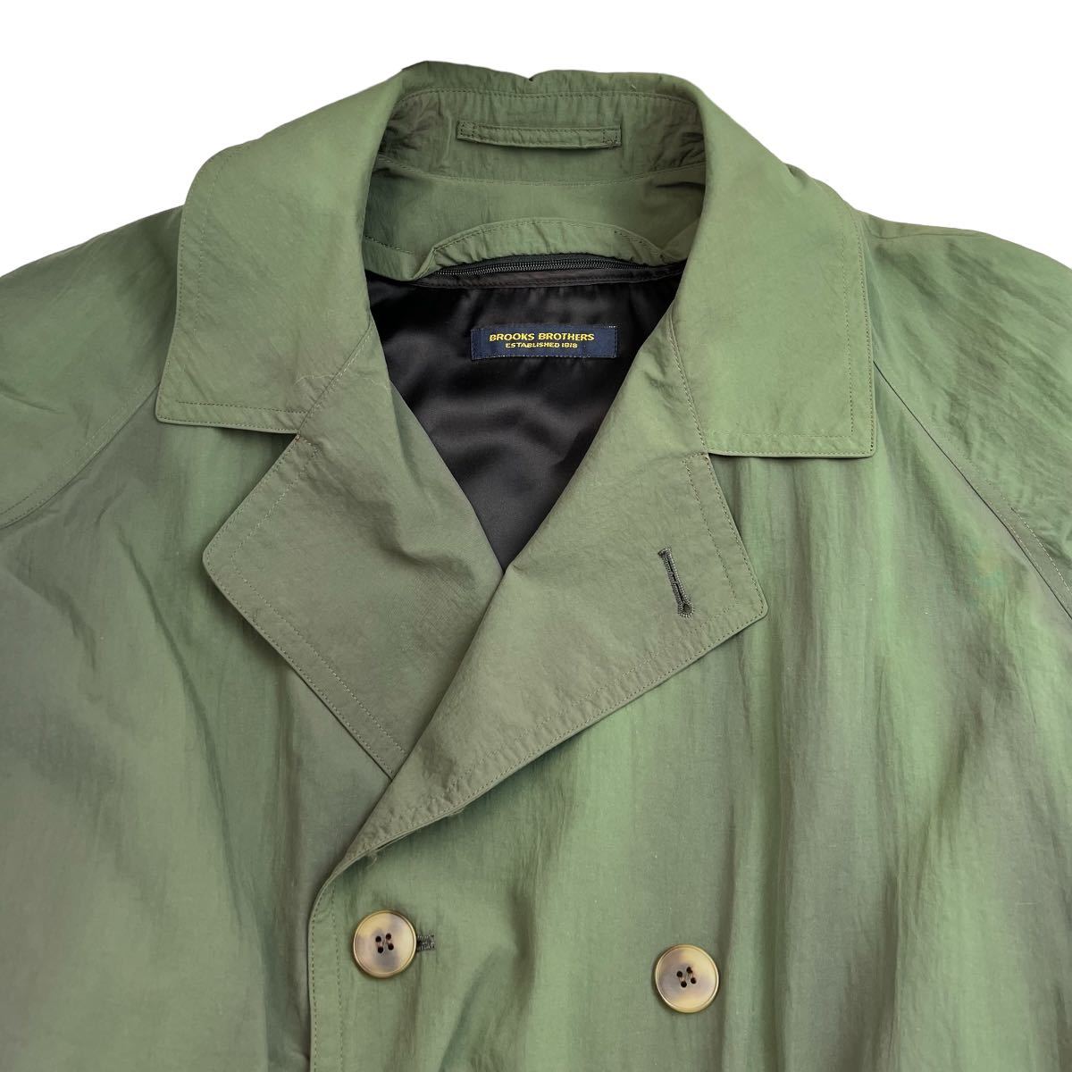 美品 Brooks Brothers ブルックスブラザーズ 70s 80s トレンチコート サイズ40/XL相当 タマムシ カーキ グリーン USA製 希少 古着 A2446_画像5