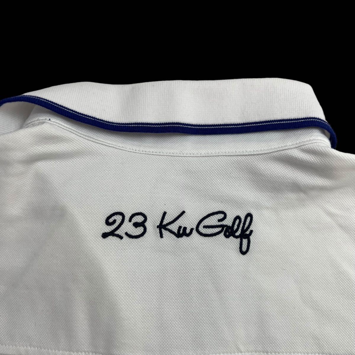 極美品 23区GOLF ニジュウサンク ゴルフウェア ゲームシャツ サイズM ホワイト 胸ロゴ 刺繍 オンワード樫山 ポロシャツ 人気 名作 A2463_画像7
