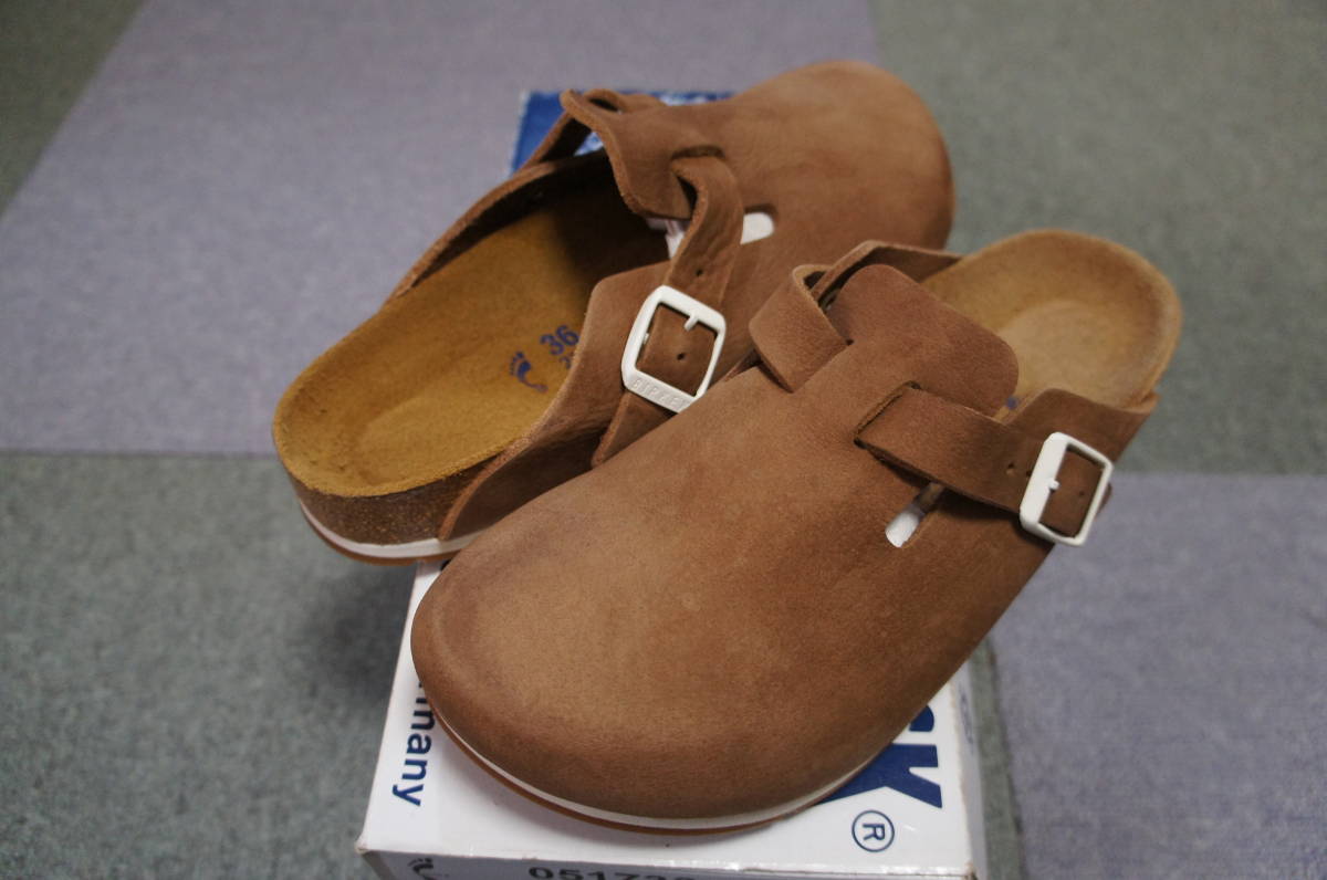 美品 限定 生産終了カラー 送520円 ビルケンシュトック BIRKENSTOCK ボストン ヌバック ブラウン　ガムソール