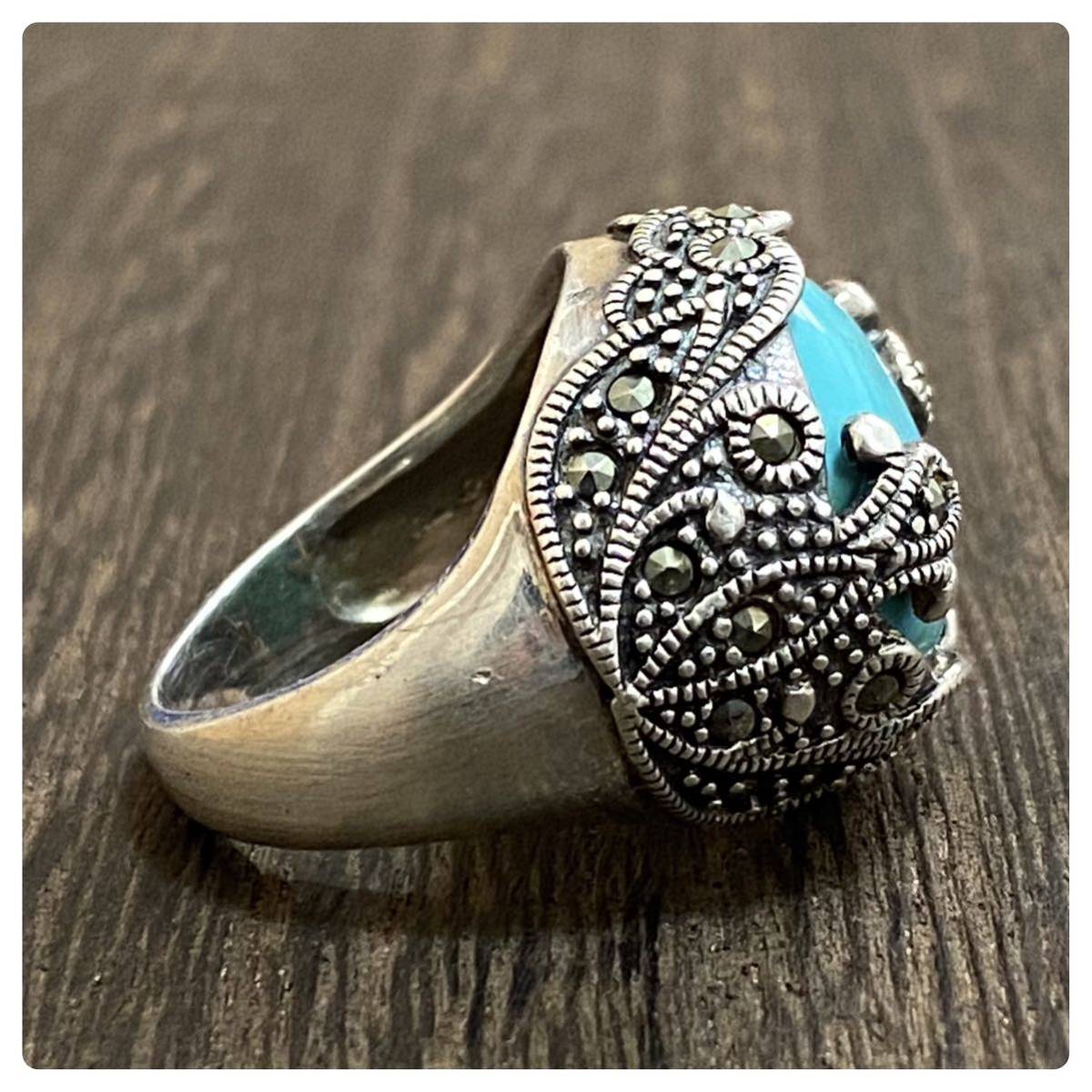  silver 925 sterling sterling Vintage Indian jewelry turquoise ma-ka site ring ring 