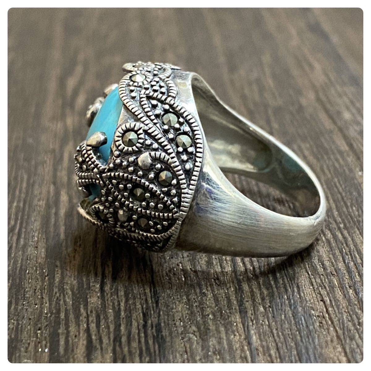  silver 925 sterling sterling Vintage Indian jewelry turquoise ma-ka site ring ring 