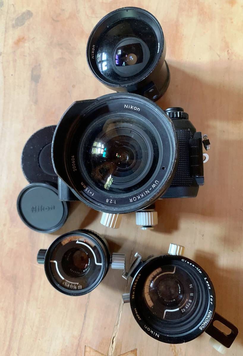  beautiful goods use frequency . little professional collection Nikons( water land both for )... fish eye lens Ⅳ15mmfa in da- attaching Cross lens,23mm. 3 kind lens attaching 