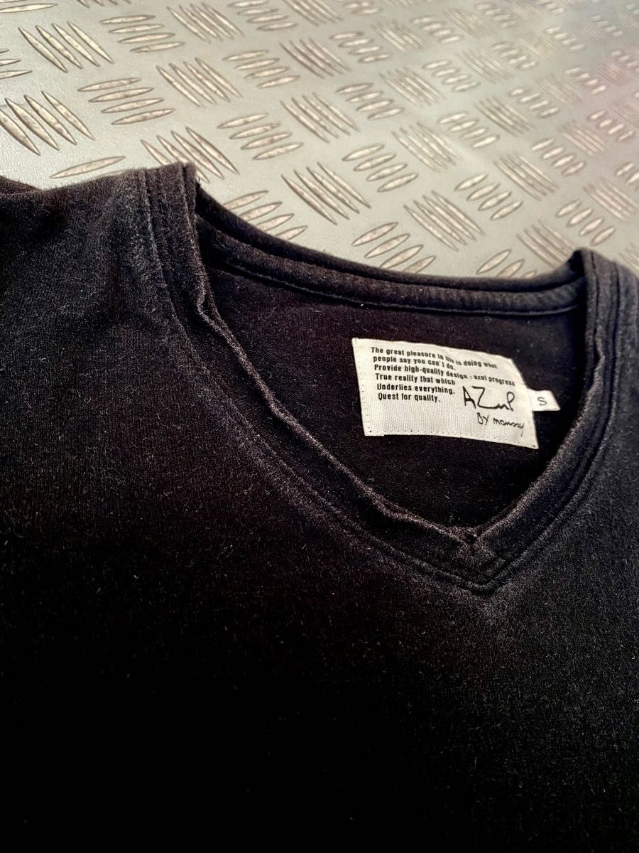 アズールバイマウジー 半袖 Tシャツ Vネック ブラック S カジュアル シンプル