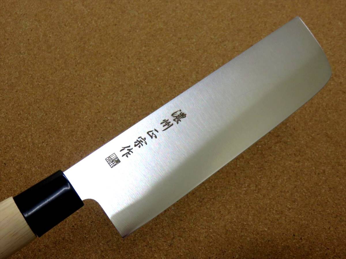 関の刃物 菜切り包丁 17.5cm (175mm) 濃州正宗作 ステンレス刃物鋼 白木ハンドル 家庭用 野菜切り 両刃包丁 大根のかつらむき 国産日本製