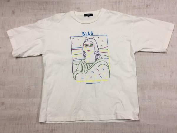 【送料無料】ビームス BEAMS HEART モナリザ風アート エモい ストリート 半袖Tシャツ カットソー メンズ 刺繍 S 白_画像1