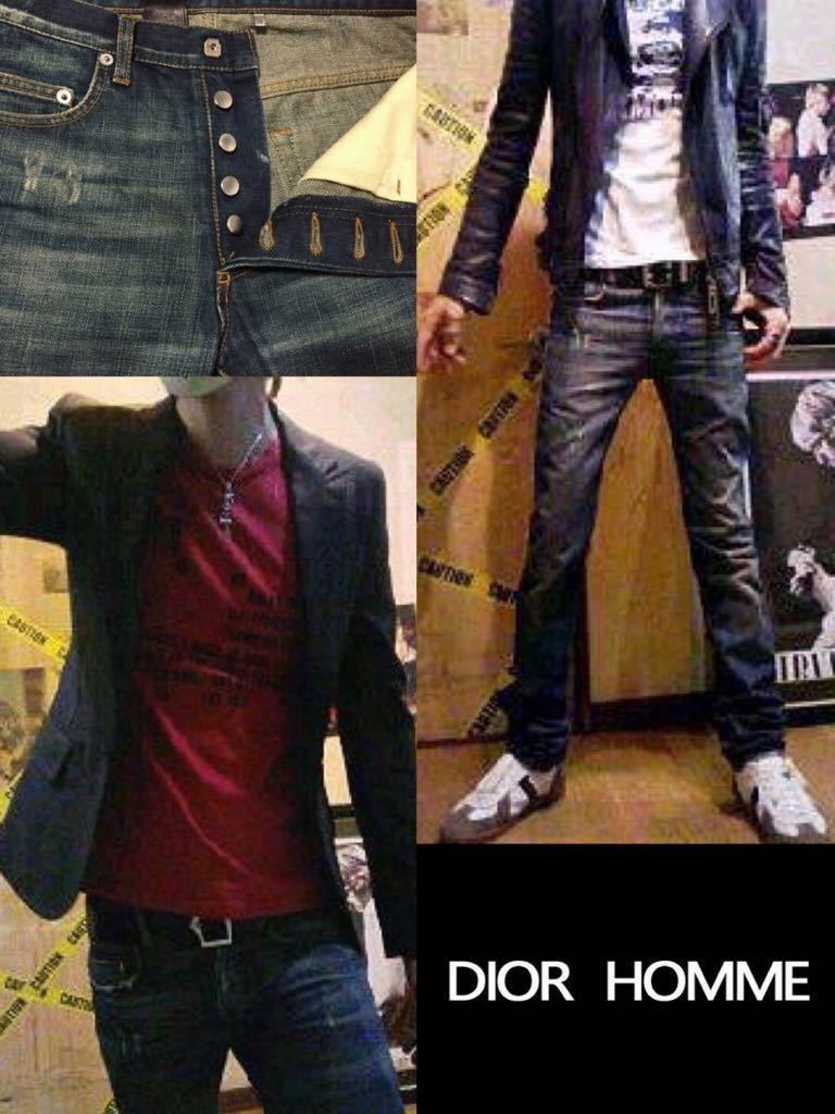 正規 DIOR HOMME 2006AW dust wash bas19 ディオールオム ダストウォッシュ スリムジーンズ デニムby Hedi Slimane★_画像3