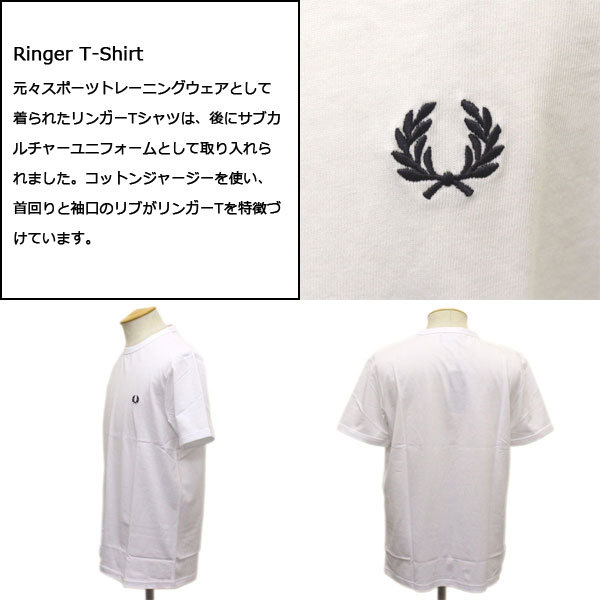 FRED PERRY (フレッドペリー) M3519 RINGER T-SHIRT リンガー Tシャツ FP326 100WHITE L_FRED PERRY (フレッドペリー)正規取扱店THR