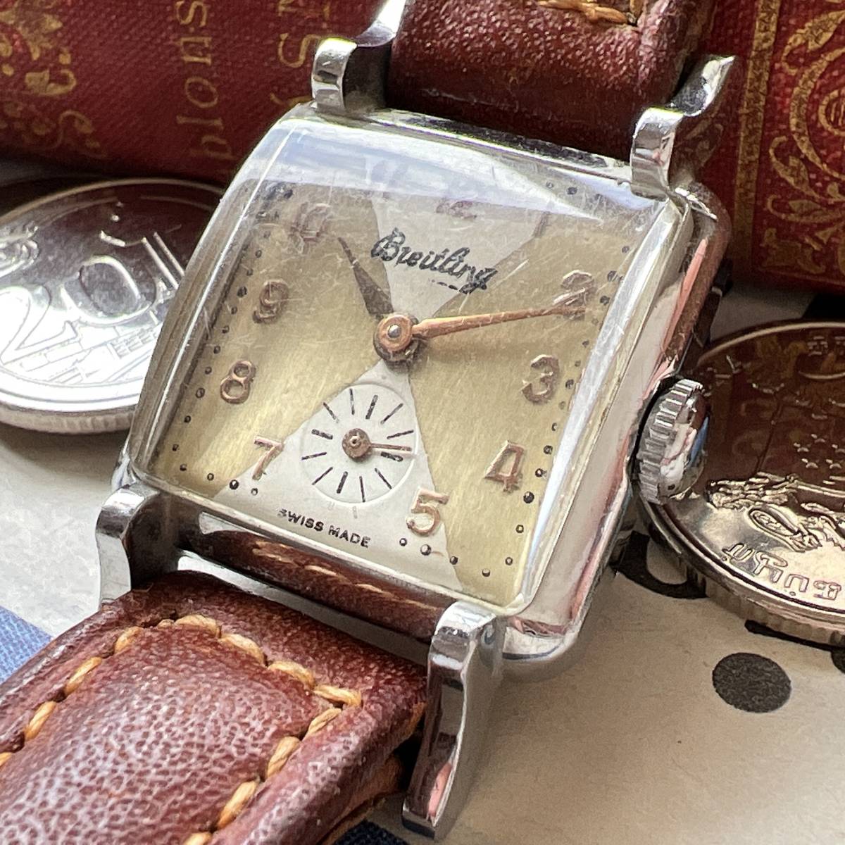 ブライトリング 　手巻き　アンティーク　BREITLING 　メンズ　腕時計　　1960年 ヴィンテージ 　　スクエア_画像1