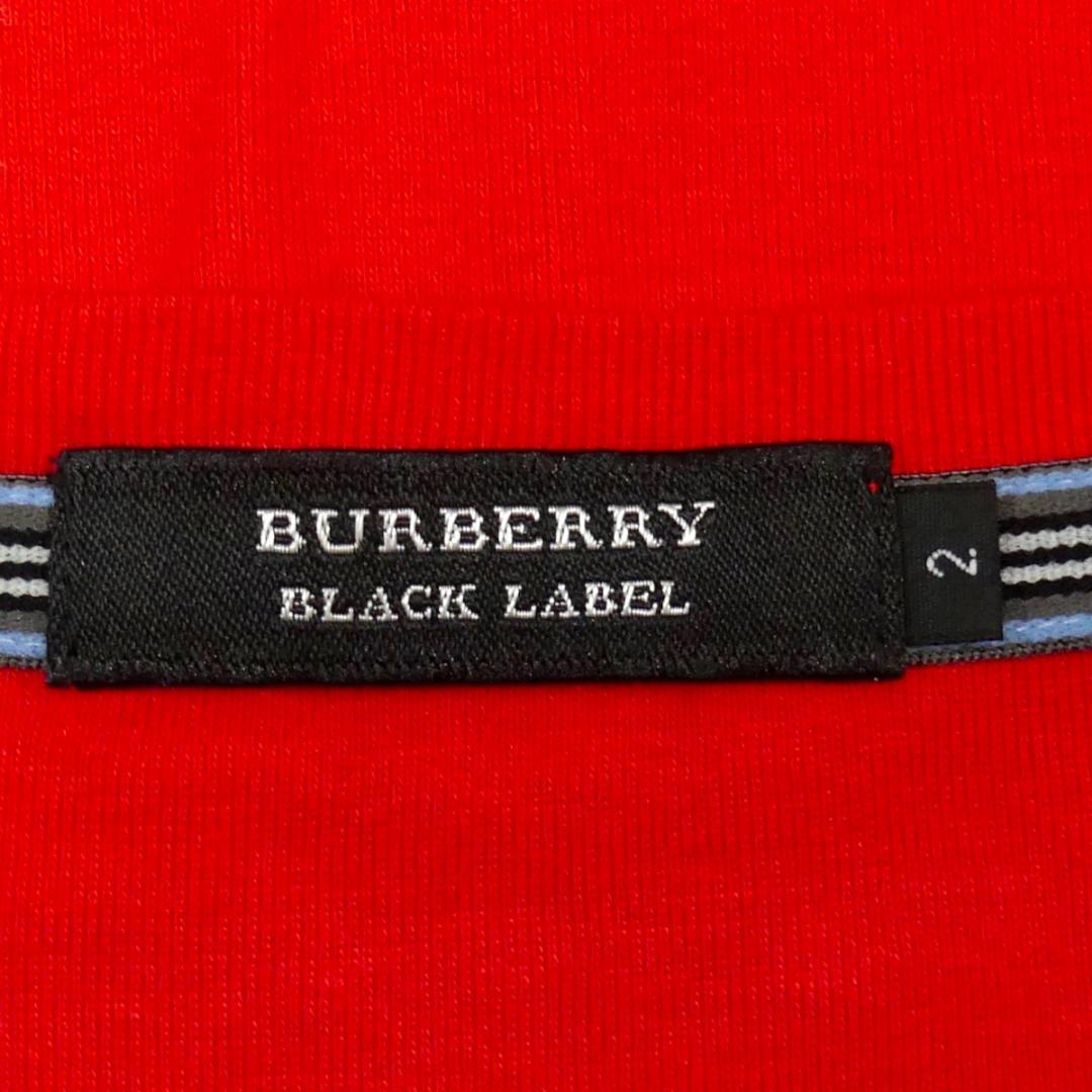 即決★BURBERRY BLACK LABEL★メンズM 廃版 Tシャツ バーバリーブラックレーベル 2 赤 Vネック 三陽商会正規 カットソー 半袖_画像6