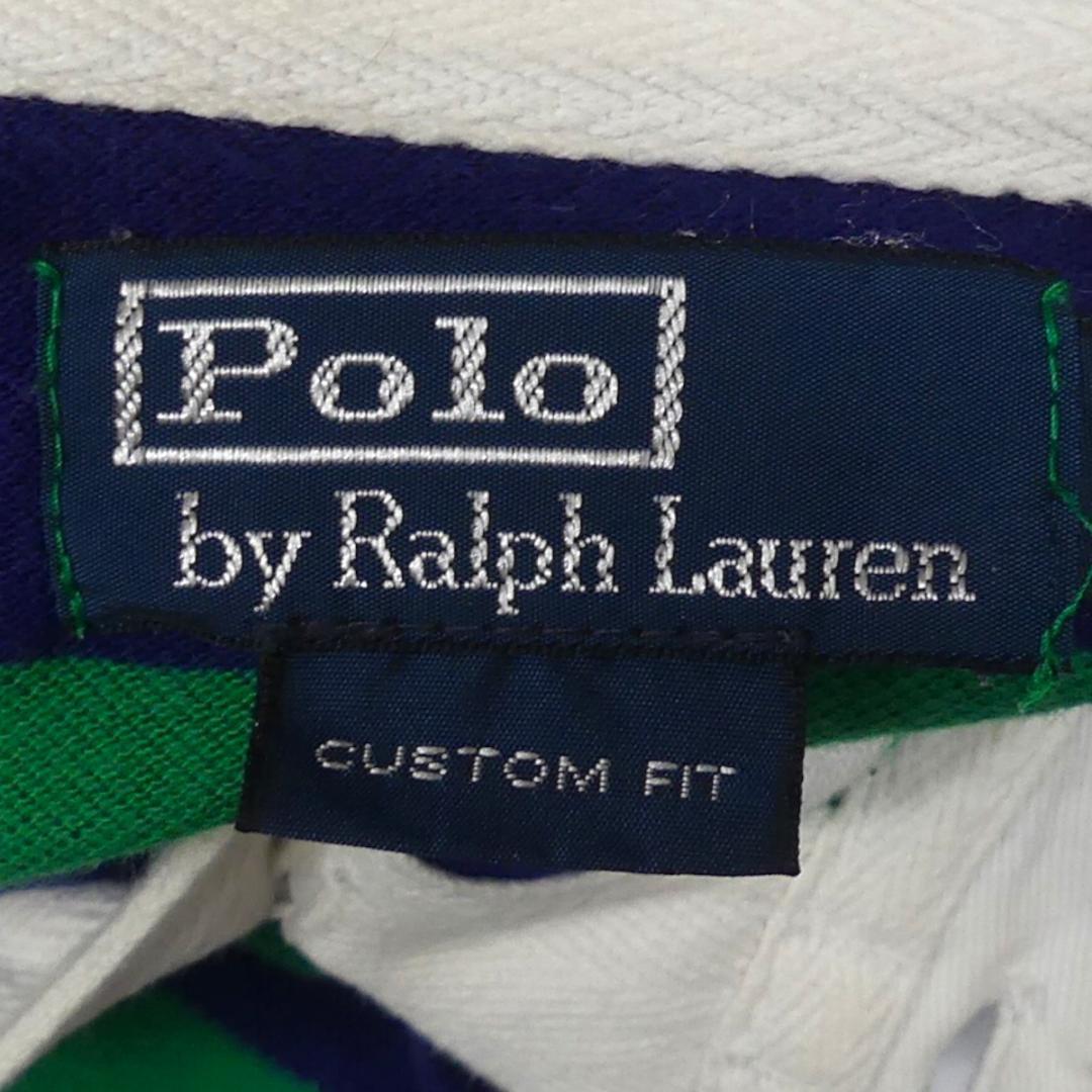 即決★POLO RALPH LAUREN★メンズS ラガーシャツ ポロシャツ ポロラルフローレン 緑 青 ボーダー柄 半袖